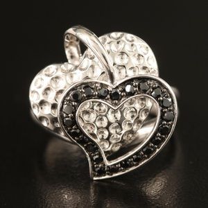 💍 Sterling Spinel Double Heart Ring w/ Split Shoulders 💍 Unique Design
